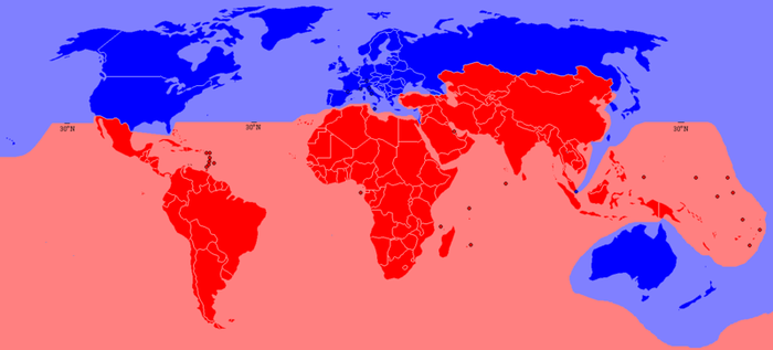 Bildet kan inneholde: kart over nord-sør-skillet i verden
