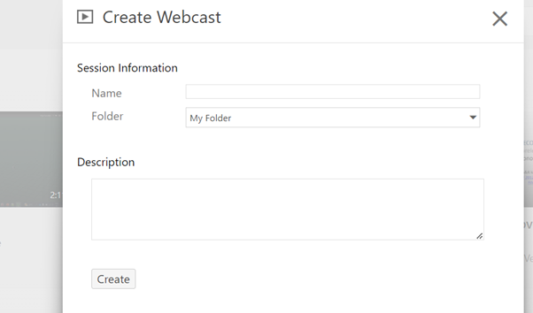 picture of create webcast window