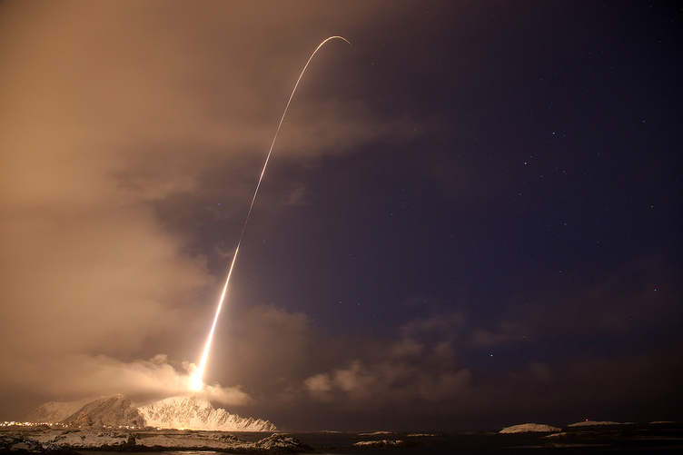 Picture of a Black Brant XII rocket launched from Andøya in 2010.