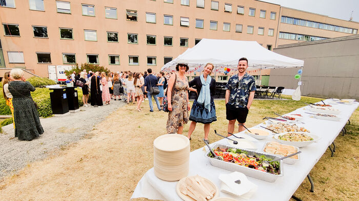 Klimakomiteen beskuer vegetarmatbuffeten på sommerfesten