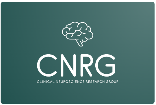 The research group's logo; the abbreviation CNRG in capital letters below a line drawing of a brain, as well as the group's full name at the bottom.