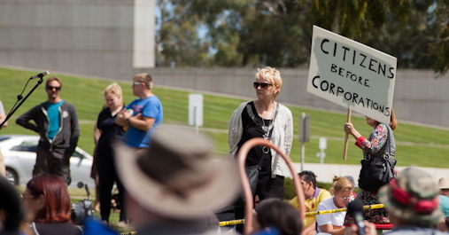 Demonstration in Canberra, Australia. 
