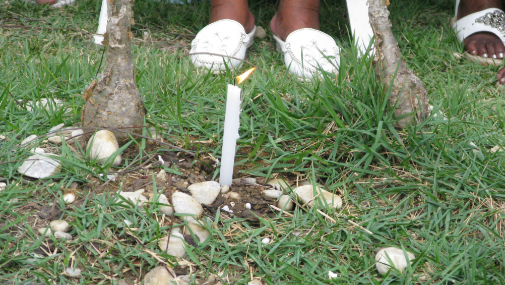 An offering to Oxalá, the orixá deity of peace, at an activist event organised by practitioners of African origin religions in Salvador, Brazil.