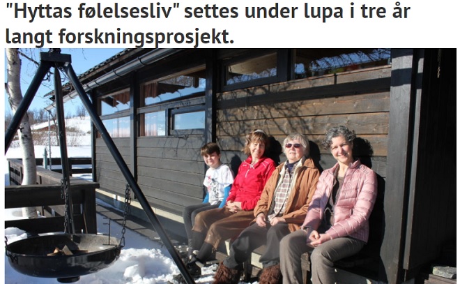Skjermdump fra hytteavisen.no. Bilde av forskerne på en hytte. 