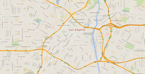 Screenshot of Google Maps; Los Angeles.
